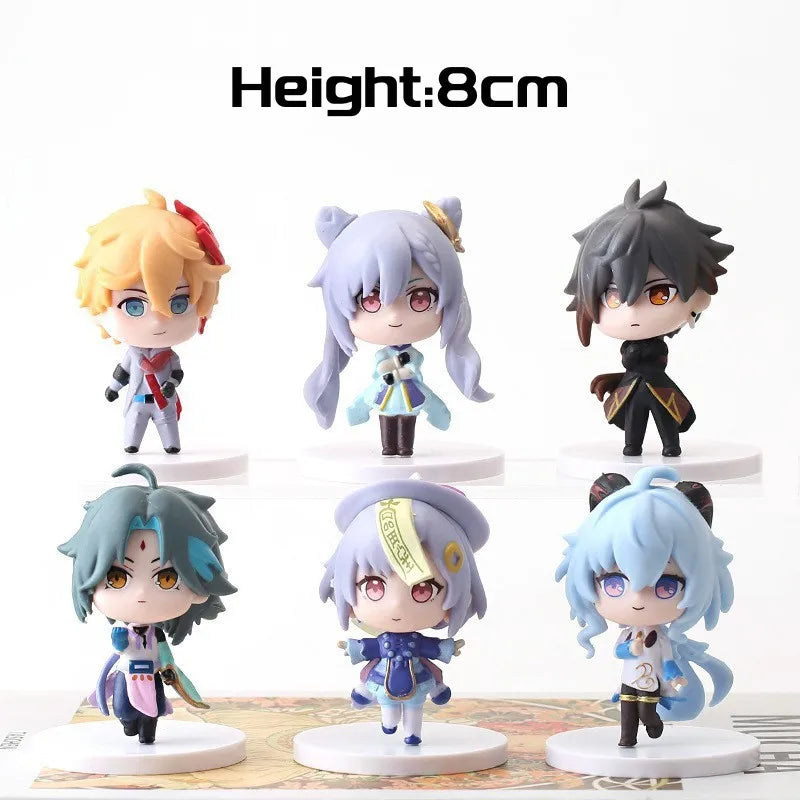 Anime Genshin Impact Kawaii Figure Paimon Amber Klee Kelly Action Figure Cute Game Figurine Model Kid Toys Children's Day Gifts