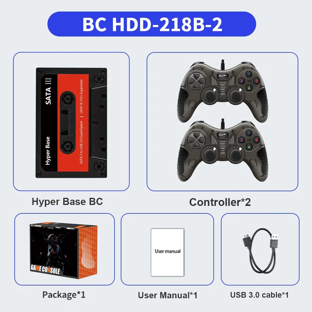 Portable External 2T HDD Batocera 35 Built in 52000+Games For PS3/PS2/Wii/WiiU/DC/N64/MAME/SS Game Console for Windows PC/Laplop