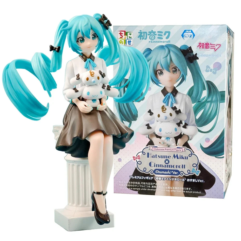 14CM Anime Hatsune Miku Big Eared Dog And MILK Noodle Stopper Figure Peripheral Models Decorative Decorations Children Gift