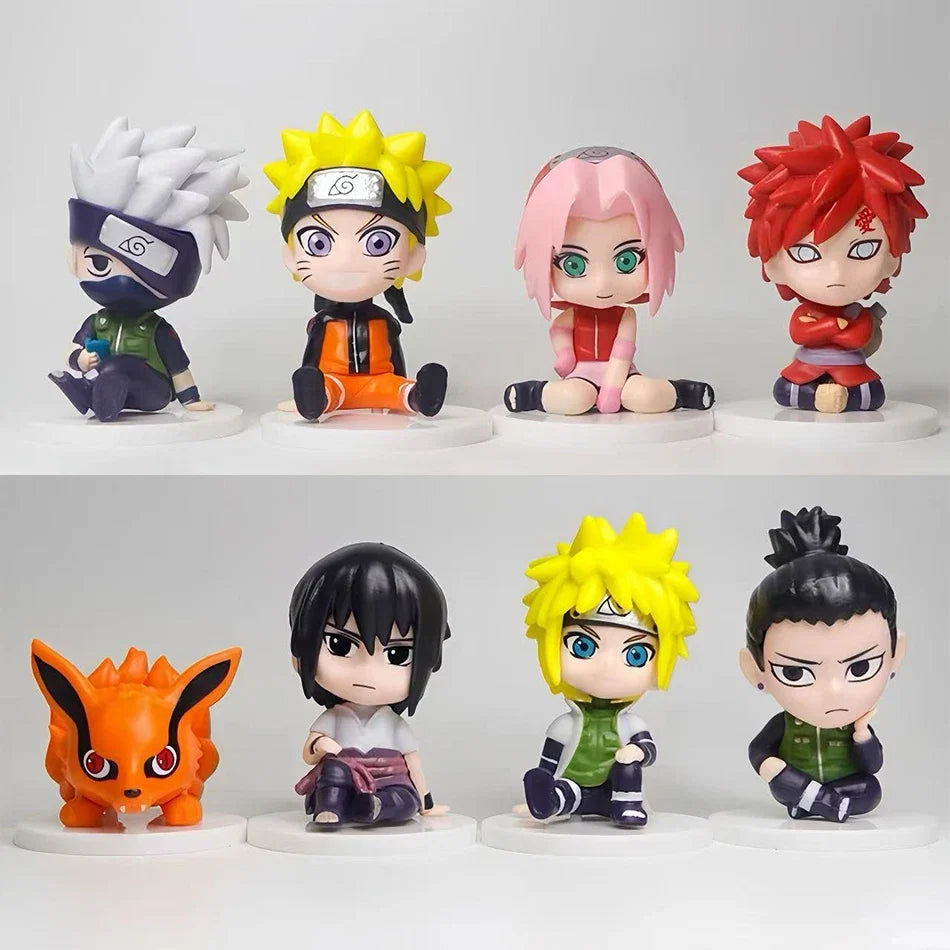 Popular Naruto Anime Figures Kakashi Action Figures Q Version Models Cute Sasuke Itachi Figures Car Decoration Accessories Toys