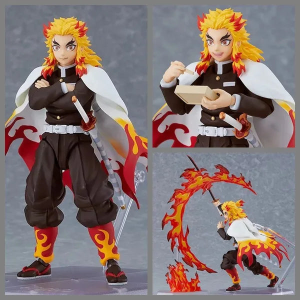 14cm Demon Slayer Rengoku Kyoujurou Figma 553 Joints Movable Anime Action Figure Toys Doll Gift
