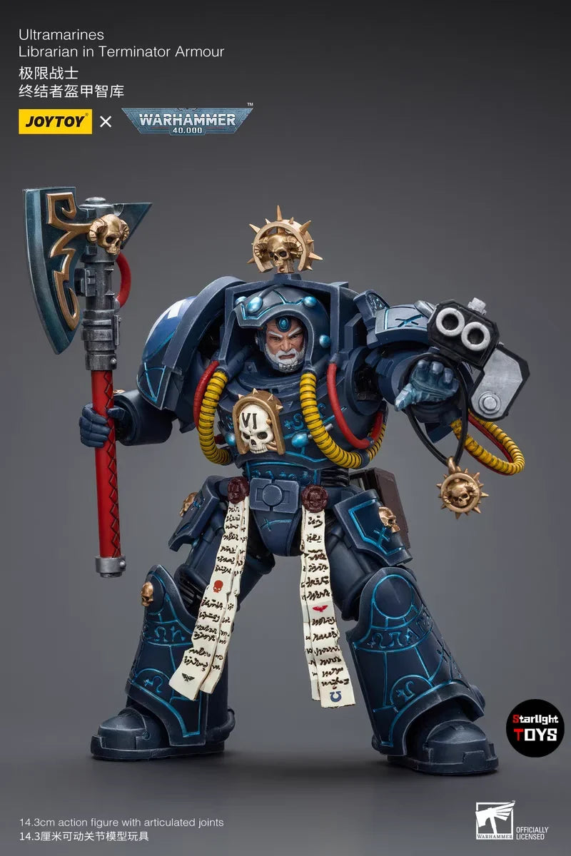 JOYTOY 1/18 Action Figure Warhammer 40K Ultramarines Librarian in Terminator Armour Toys Model Gifts Collection Ornaments