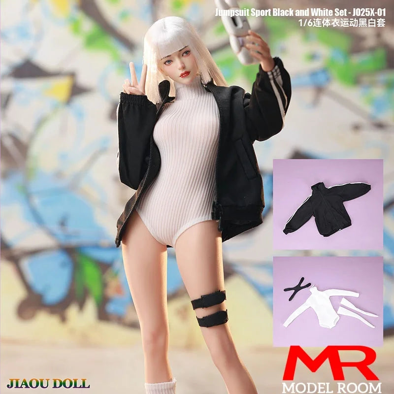 JO25X-01 1/6 Scale Female Sports Wear Jumpsuit Jacket Clothes Model Fit 12'' JIAOU TBL Soldier Action Figure Body Dolls