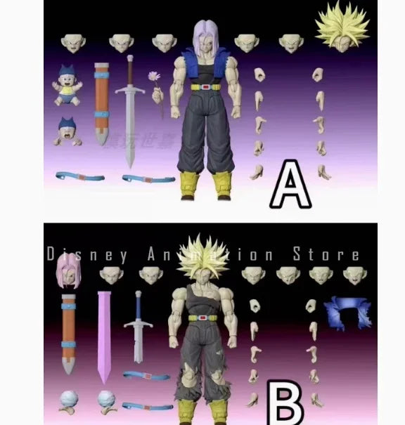 In Stock Original Tonsenarttoys Trunks Action Figure Shf Long Hair Battle Damage Movable Super Saiyan Trunks Vegeta Custom Hobby