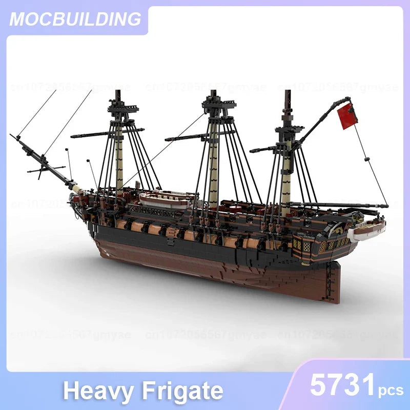 Heavy Frigate Model MOC Building Blocks DIY Assemble Bricks Military Transportation Educational Creative Xmas Toys Gifts 5731PCS