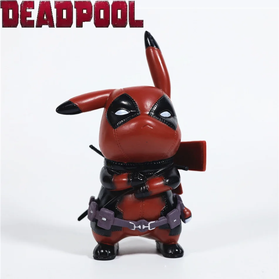 Pikachu Cos Deadpool Figure Q-Version Pikachu Action Figures Statue Model Desk Decoration Collection Dolls Toys Chrismas Gift