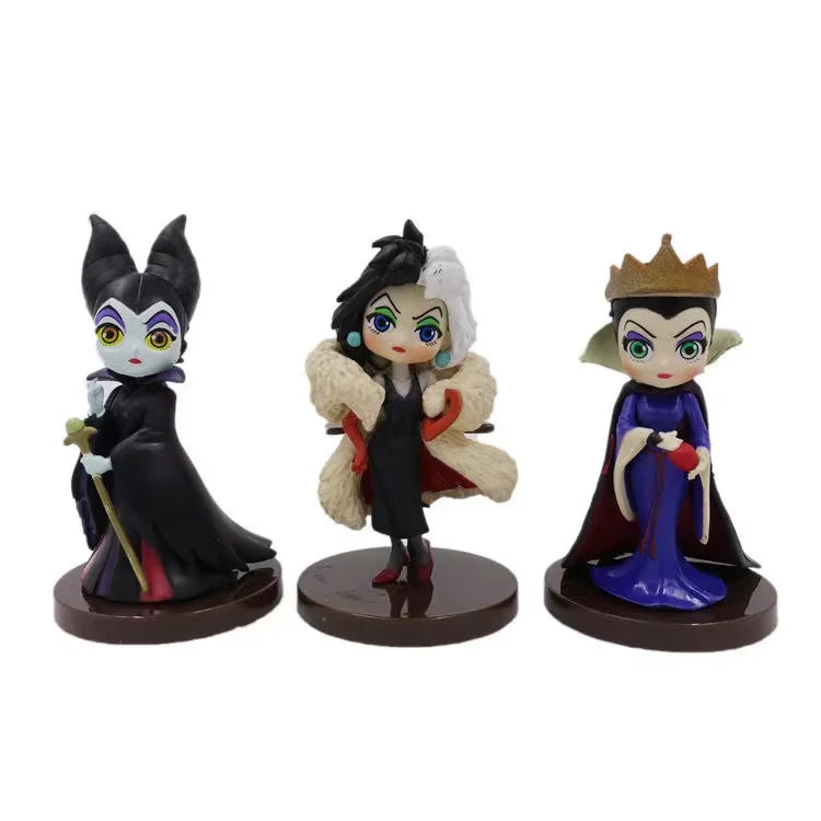 3pcs/Set Disney Q Posket Petit Villains Set Descendants 2 Maleficent Cruella de Vil Queen Action Figure Gift Toys for Children