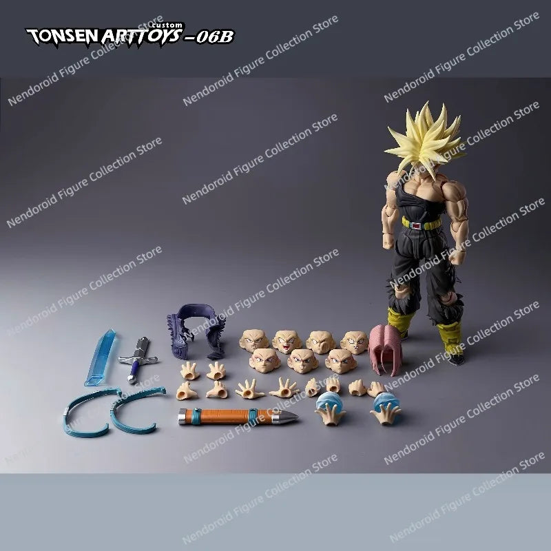 In Stock Original Tonsenarttoys Trunks Action Figure Shf Long Hair Battle Damage Movable Super Saiyan Trunks Vegeta Custom Hobby