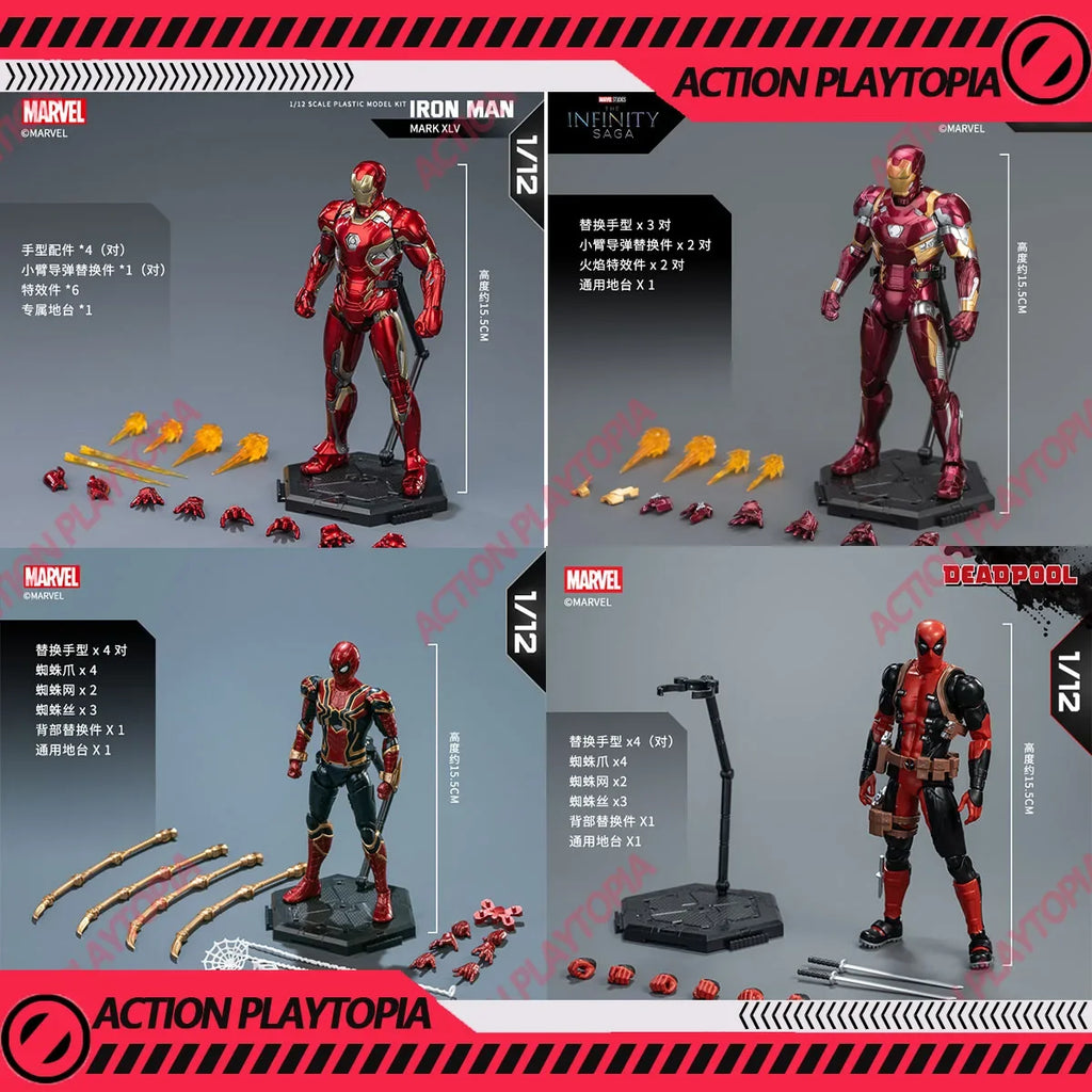 Fondjoy Iron Man MK45 46 Spiderman Venom Assembled Model ABS ACITON  FIGRUE Toy 15cm 1/12 Movie Mdoel Figure Collect Hobby Gifts
