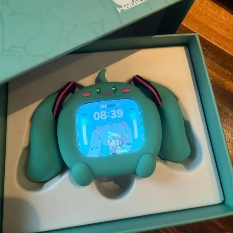 Hatsune Miku Touch Screen Interactive Wireless Bluetooth Anime Peripheral Headset Gift Box Cube Face Lcd Birthday Gift Toy