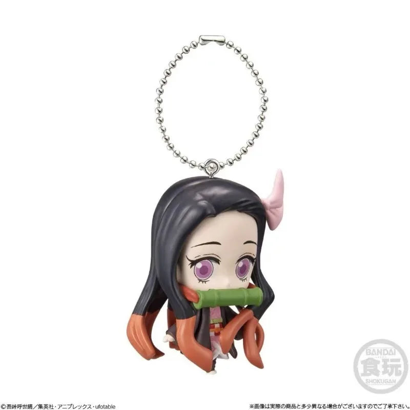 BANDAI Demon Slayer Action Figures Model 4CM Tanjirou Giyuu Obanai Sanemi Nezuko Kanae  Key Chain Pendant Series Original