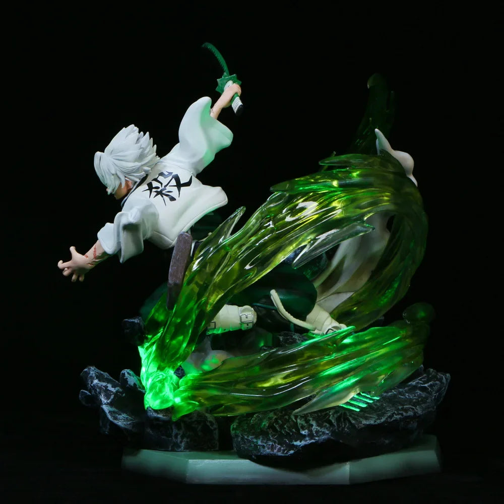 Demon Slayer Sanemi Shinazugawa Luminous PVC Action Figure 30cm Wind Column Standing Model Toy Collectible Gift