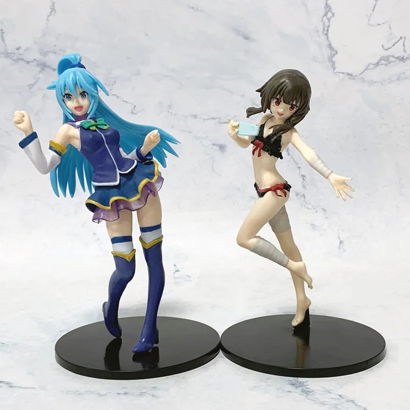 God's Blessing on This Wonderful World Season 17-18cm Megumin Aqua Figure Anime Swimsuit Beautiful Girls Model Ornaments Gifts