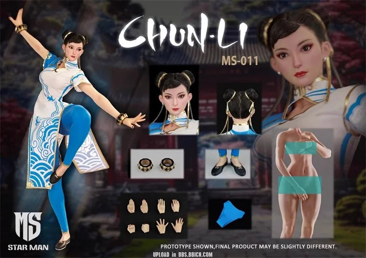 New Stock STAR MAN MS-008 MS-011 1/6 Women Soldier Chun-Li Classic Fighter Girl Fighting Girl 12Inch Full Set Action Figure Toys