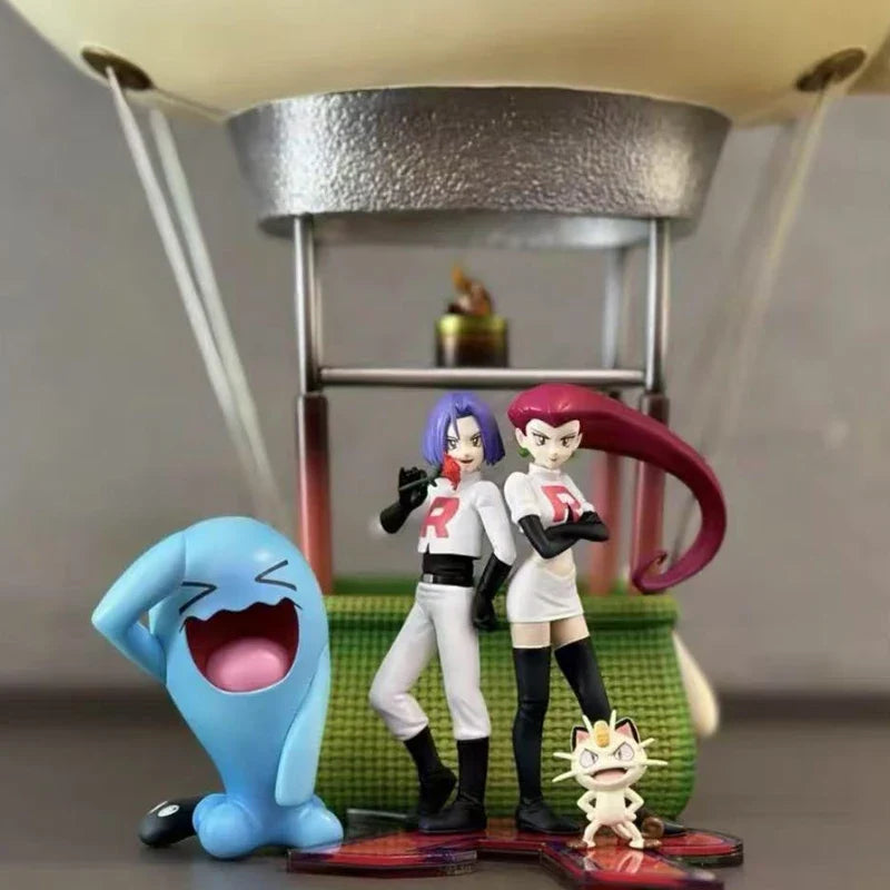 40cm Rocket Team Anime Figure Meowth Hot Air Balloon Figures Wobbuffet Figures Pvc Statue Collection Model Custom Gifts Toys