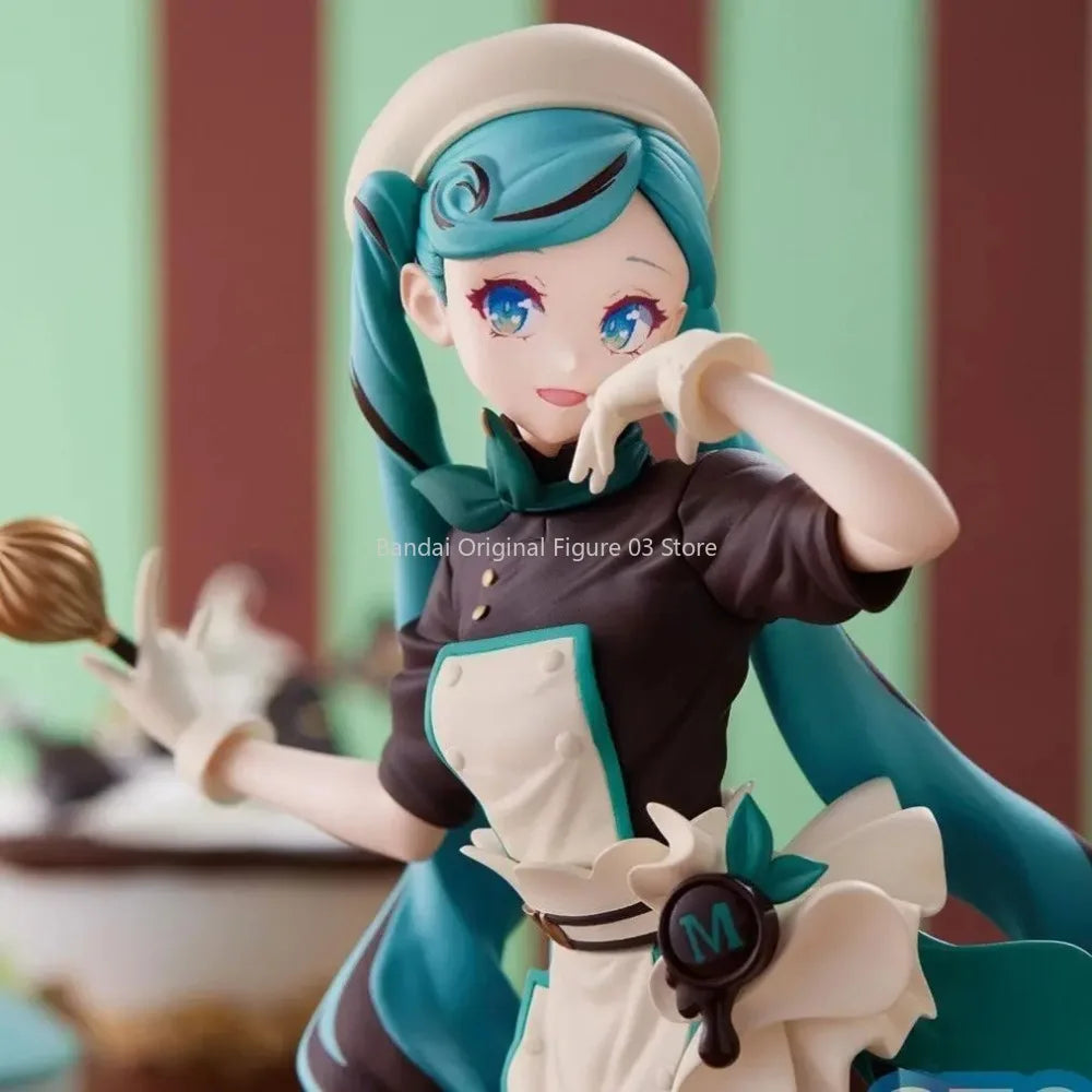 Original SEGA Vocaloid Anime Figures Hatsune Miku Dark Chocolate Pastry Chef Collectible Model Dolls Toys Gifts for Kids Girls