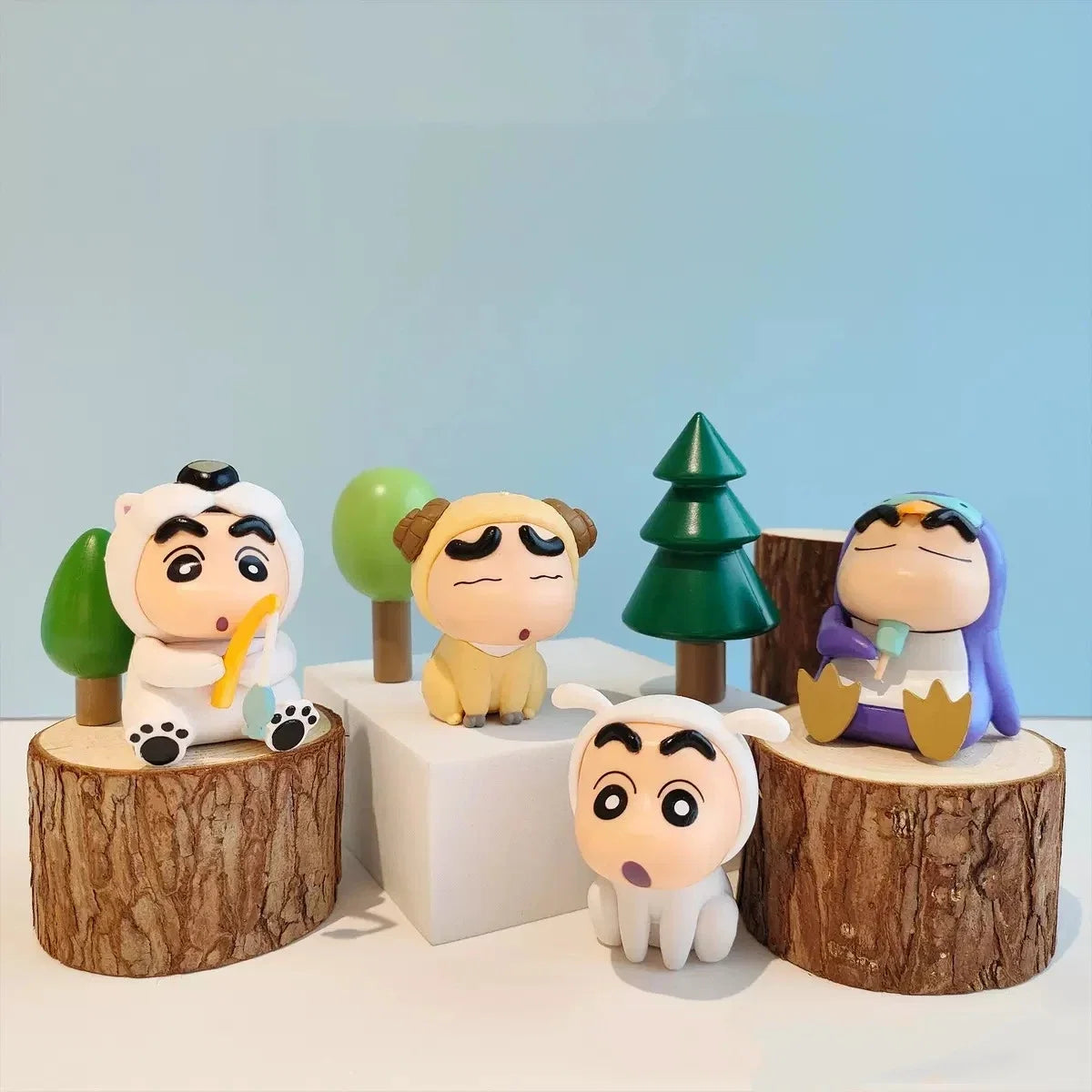 4pcs/Set Crayon Shin Chan Anime Figure 6cm Q Version Kawaii Collectibles Model Toys Doll Christmas Gifts for Children
