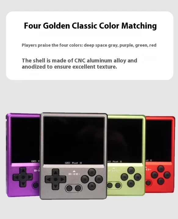 GKD Pixel2 Handheld Game Console Portable Retro Game Console 2.4" IPS Screen 640x480Ips Rk3326s Metal CNC Body Man Birthday Gift