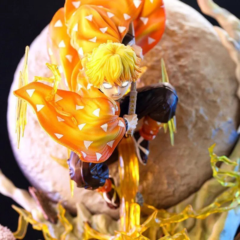 51cmDemon Slayer: Kimetsu No Yaiba Figure Agatsuma Zenitsu Luminescent Three Interchangeable Heads Anime Model Children Toys