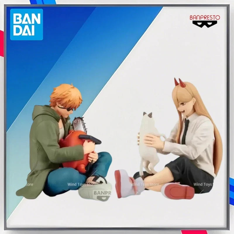 Bandai Genuine Chainsaw Man Anime Figure Denji Power Action Figure Toys for Boys Girls Kids Christmas Gift Collectible Model