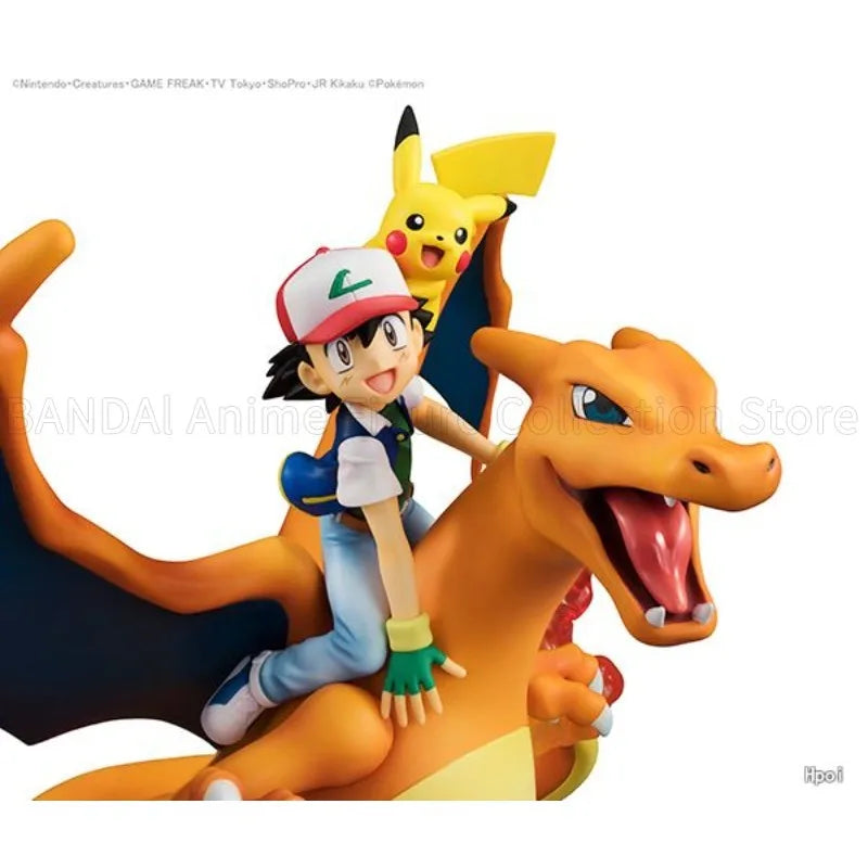 Hot Sale Original MegaHouse G.E.M.Series Pocket Monsters SATOSHI &PIKACHU & LIZARDON 19CM Limited Edition Toys Model Statue