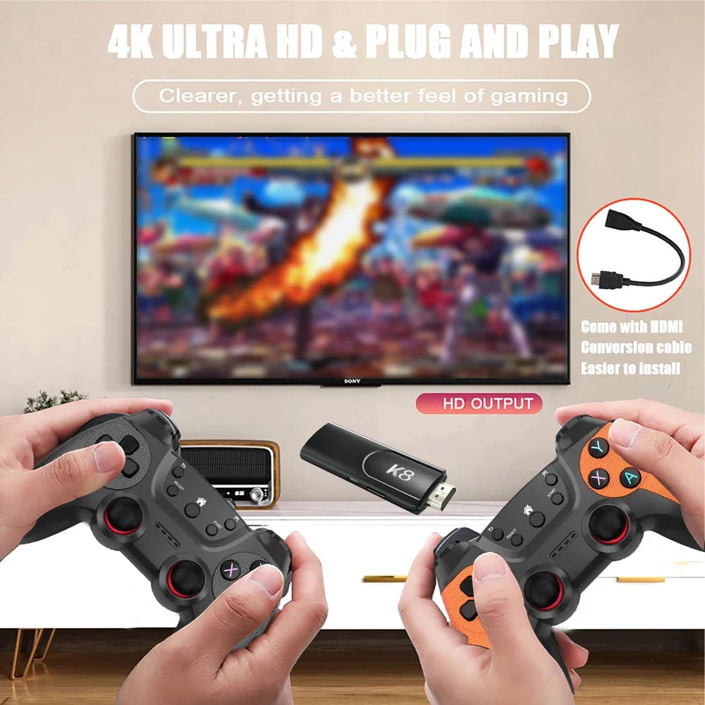 Velec K8 Max Game Stick Retro Video Game Console 64G 40000+ Games Dual Wireless 2.4G Controller Console for Kids Christmas Gift