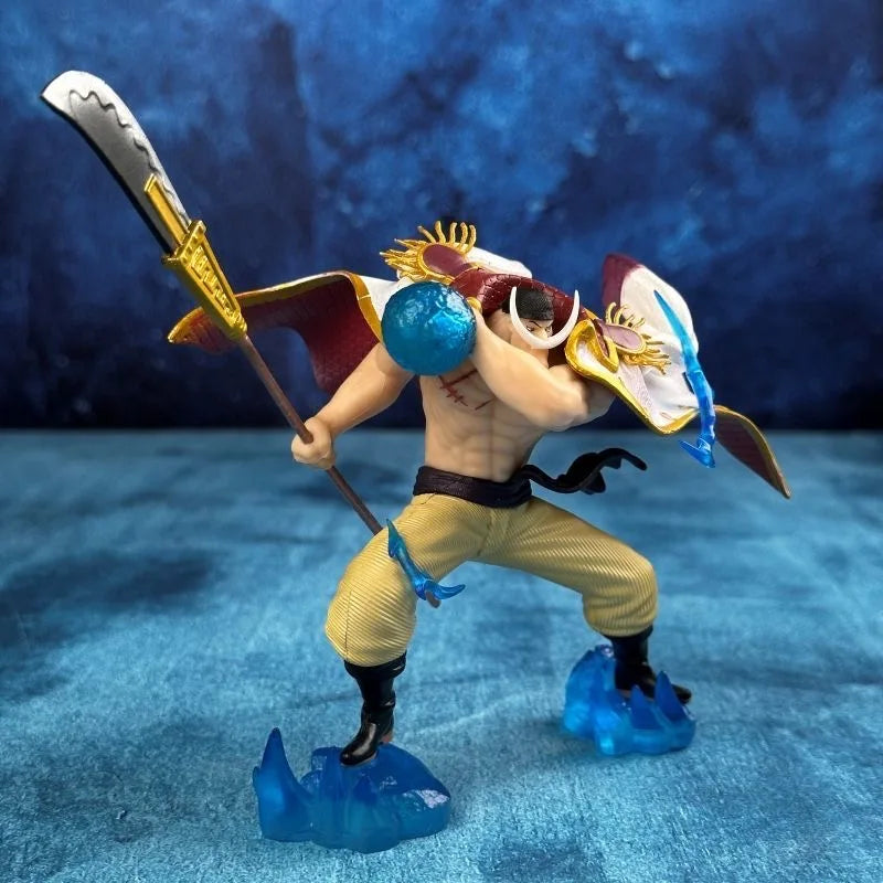 Bandai One Piece 11cm LX White Bearded One Piece Battle Pose Statue Scene Model Anime Character Box Set Handmade