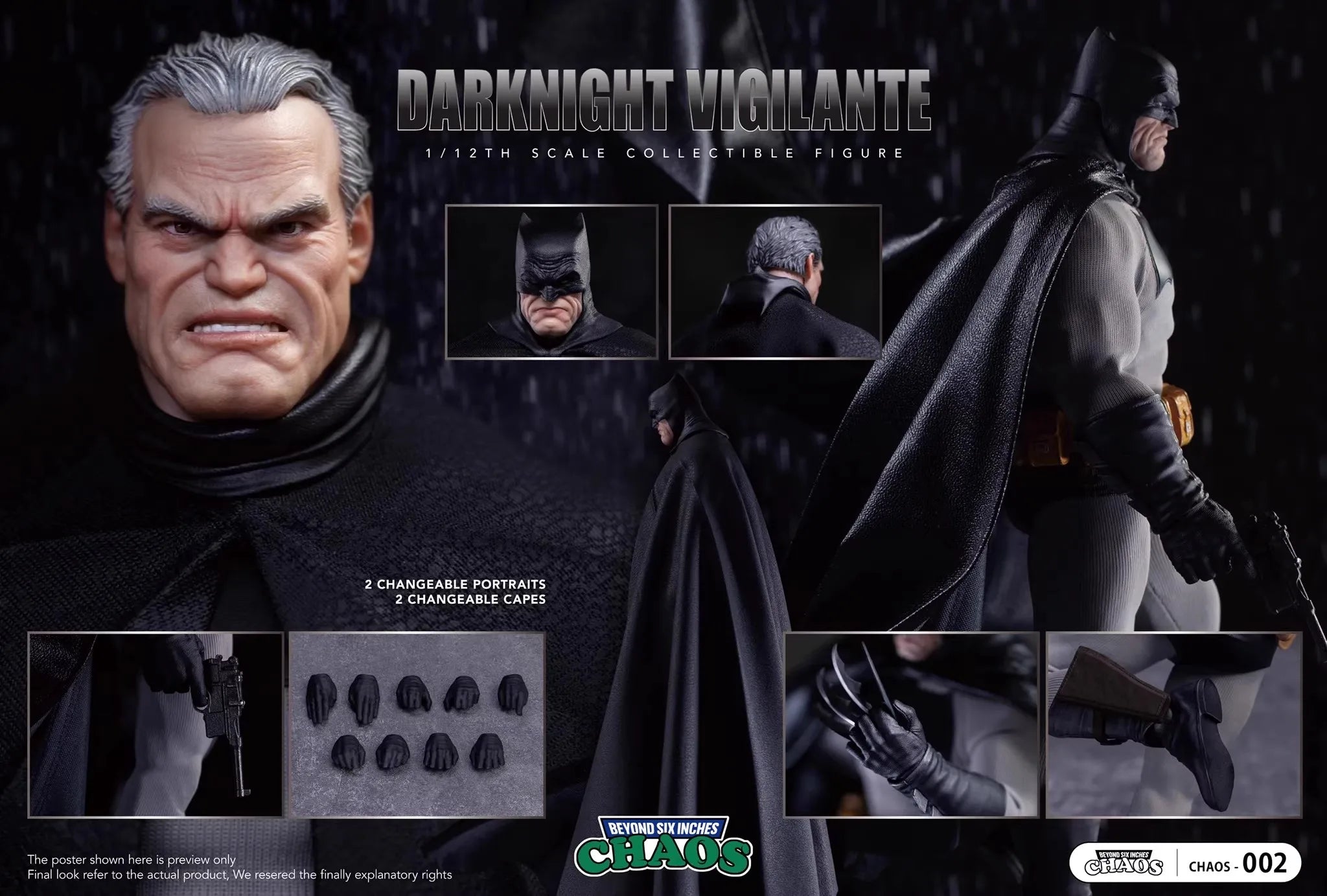 1/12 Scale Night Justice Police Bat Hero Wayne City Defender  6-inch Full Set Action Figure Male Soldier In Stock CHAOS 002