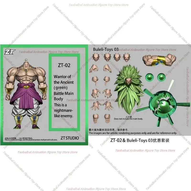 【ZT 01 in Stock】ZT Studio Ancient Warrior Broly Green Yellow Long Hair 1/12 Action Figure Anime Character Figure Collection