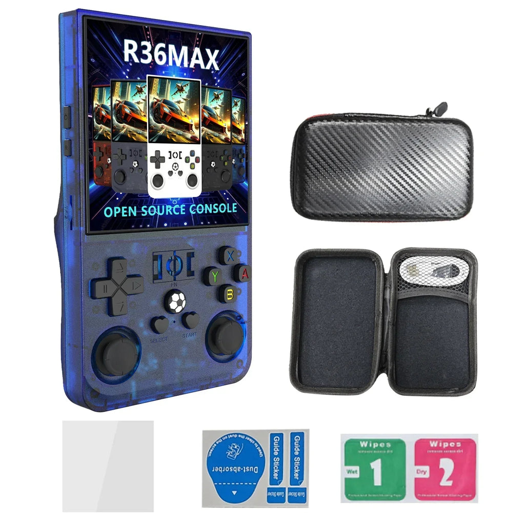 R36 Max Console Handheld Game Players 4inch IPS Screen Open Source Console Retro Pocket Video Player 64G/128G Up to 22000+ Games