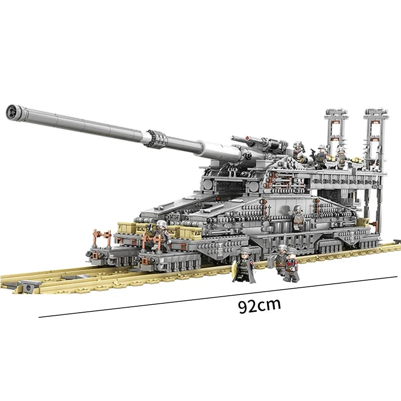 Kazi 10005 3846Pcs German 80cm K[E] Railway Gun Dora Gustav Heavy Gun 3 KY Train Tank Building Blocks Bricks Toy Gifts