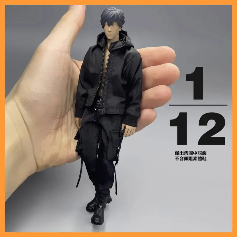 In Stock 1/12 Scale Black Assault Suit Work Pants Set Fit 6inch CROWDHTOYS VTOYS Action Figure Model Toys