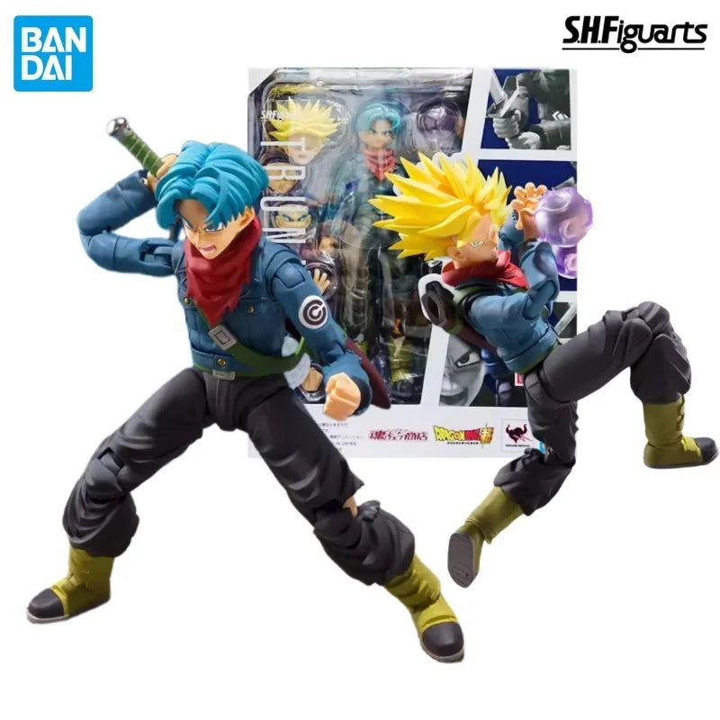 Original Bandai S.H.Figuarts Dragon Ball Z Trunks Future Trunks Anime Action Figure PVC Toys Gift Collectible Model Ornaments