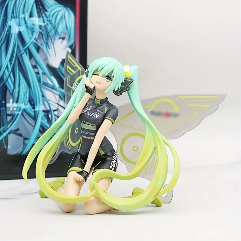 Anime Figure 12Cm Hatsune Miku Action Figures Kawaii Racing Butterfly Hatsune PVC Collectible Model Toys Girl Gift