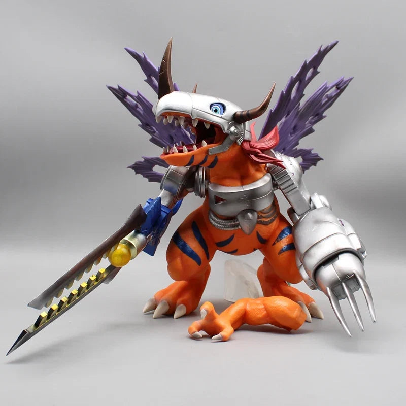 27cm Digimon Adventure Gold Metal Greymon Anime Figure Model Statue Boys Collection Model Desktop Decoration Ornament Toys Gifts