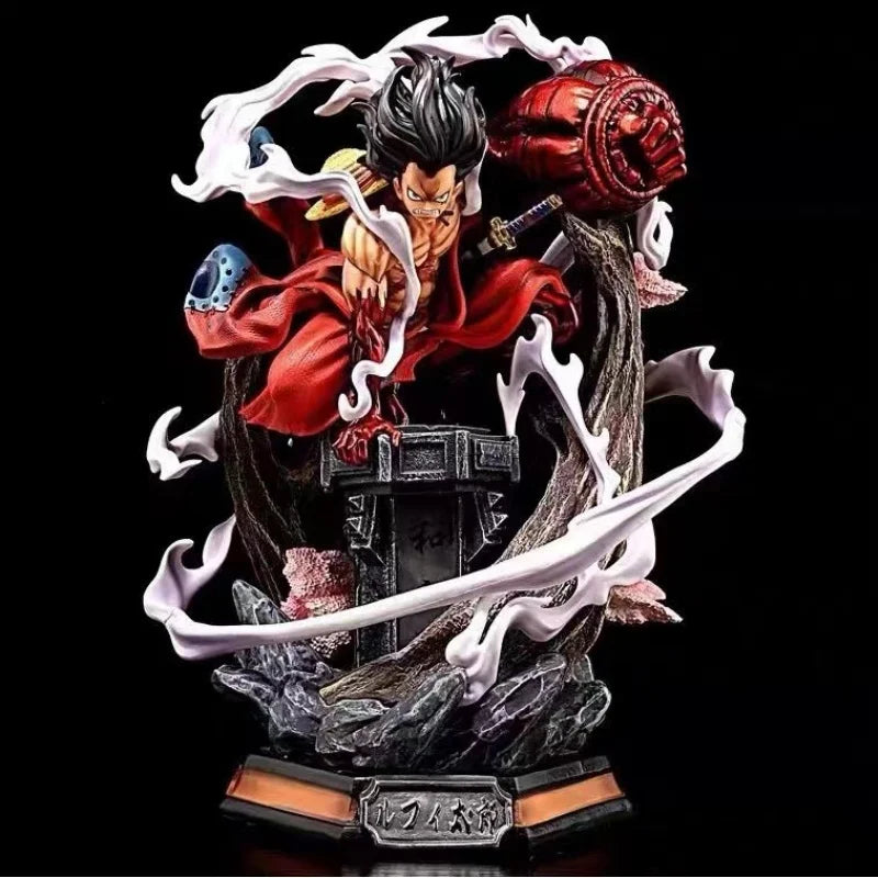 One Piece GK Resin Statue Sky-Eye Luffy Wano Country Twin Heads LED Light Up Anime Collectible Model Figure Gift for Fans