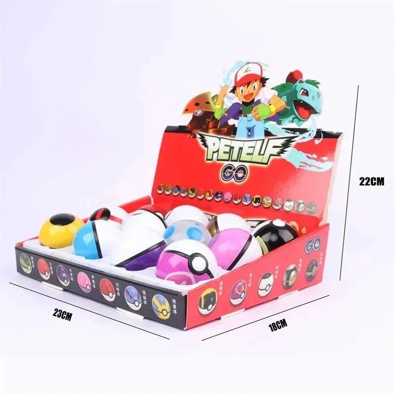 Pokemon Figure 12pcs/Set Pikachu Pokeball Action Figure Cartoon Anime Kawaii Doll Poke Ball Collection Kids Birthday Gifts