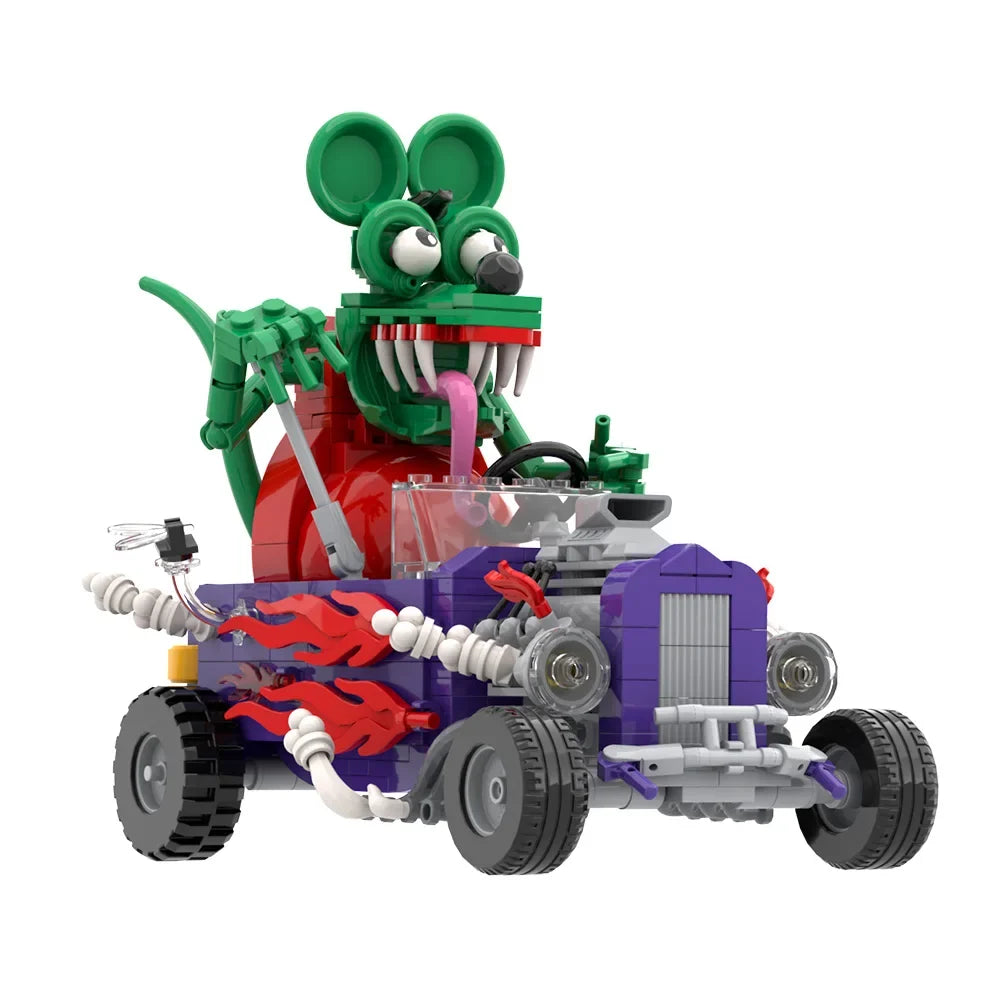 MOC Rat Fink Crazy Driver Building Blocks Set Unique Collectible Figure Vehicle Model Toy For Adult Gift