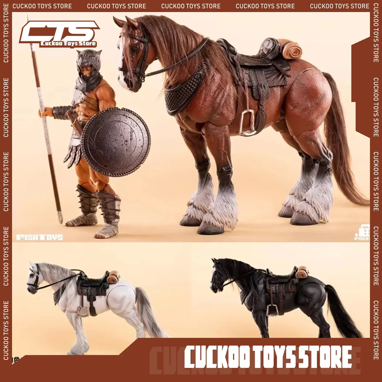 In Stock Fish Toys 1/12 Aciton Figure Pvc Model Waste Land Series Panchromatic Horse Animal Statue Customized Decoration Toys