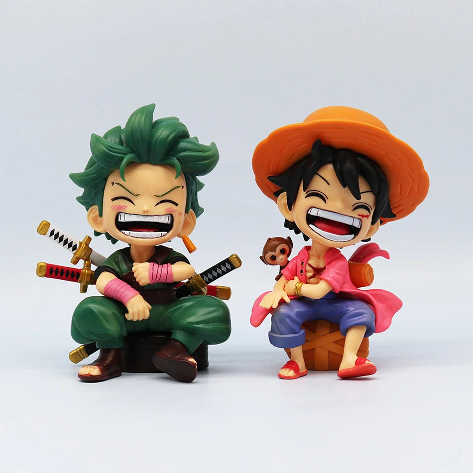 One Piece Handheld Luffy Solon Portgas·D· Ace Sitting Yamato versión Q juego de moda dibujos animados Anime coche ornamento rega