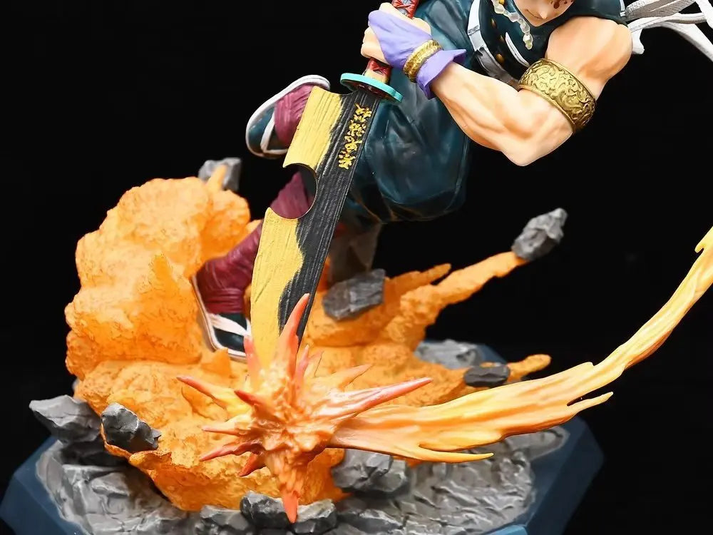 37cm Demon Slayer Figure Uzui Tengen Combat Scenes Base Lumionous Figura Splicing Pvc Model Collectible Ornaments Anime Toy Boys