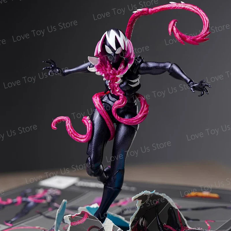 NEW KO KAIYODO REVOLTECH SPIDERMAN GWENOM Anime Action Figures Revoltech Amazing Yamaguchi Gwenom Venomized Gwen Stacy Model Toy