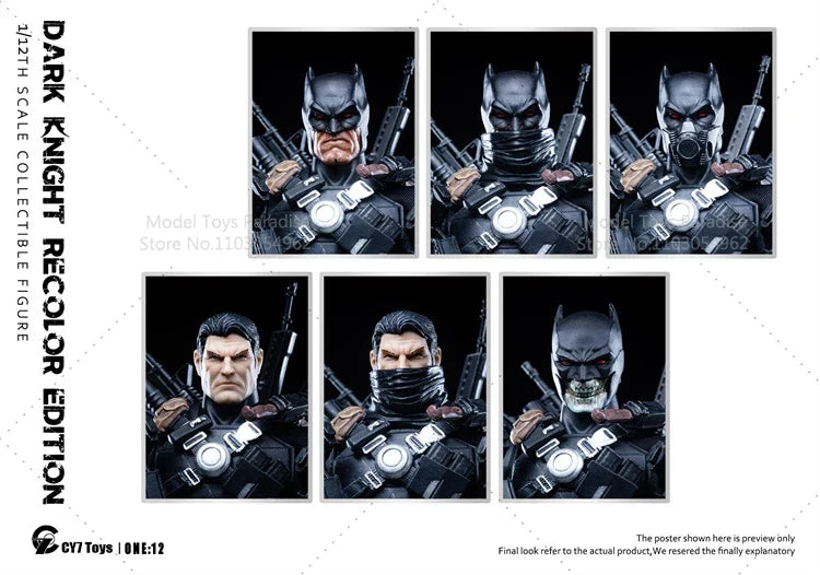 CY7-TOYS 1/12 Collectible Toys Night Dark Knight Bat Super Hero Different Color Ver. Men Soldier 6Inch Action Figure Model Gifts