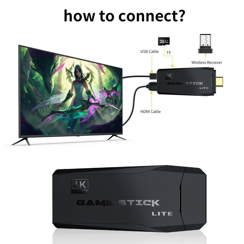 M8 Retro Video Game Console 2.4G Dual Wireless Controller TV Game Stick HD 64G 20000 Games for Play Family Game Gifts