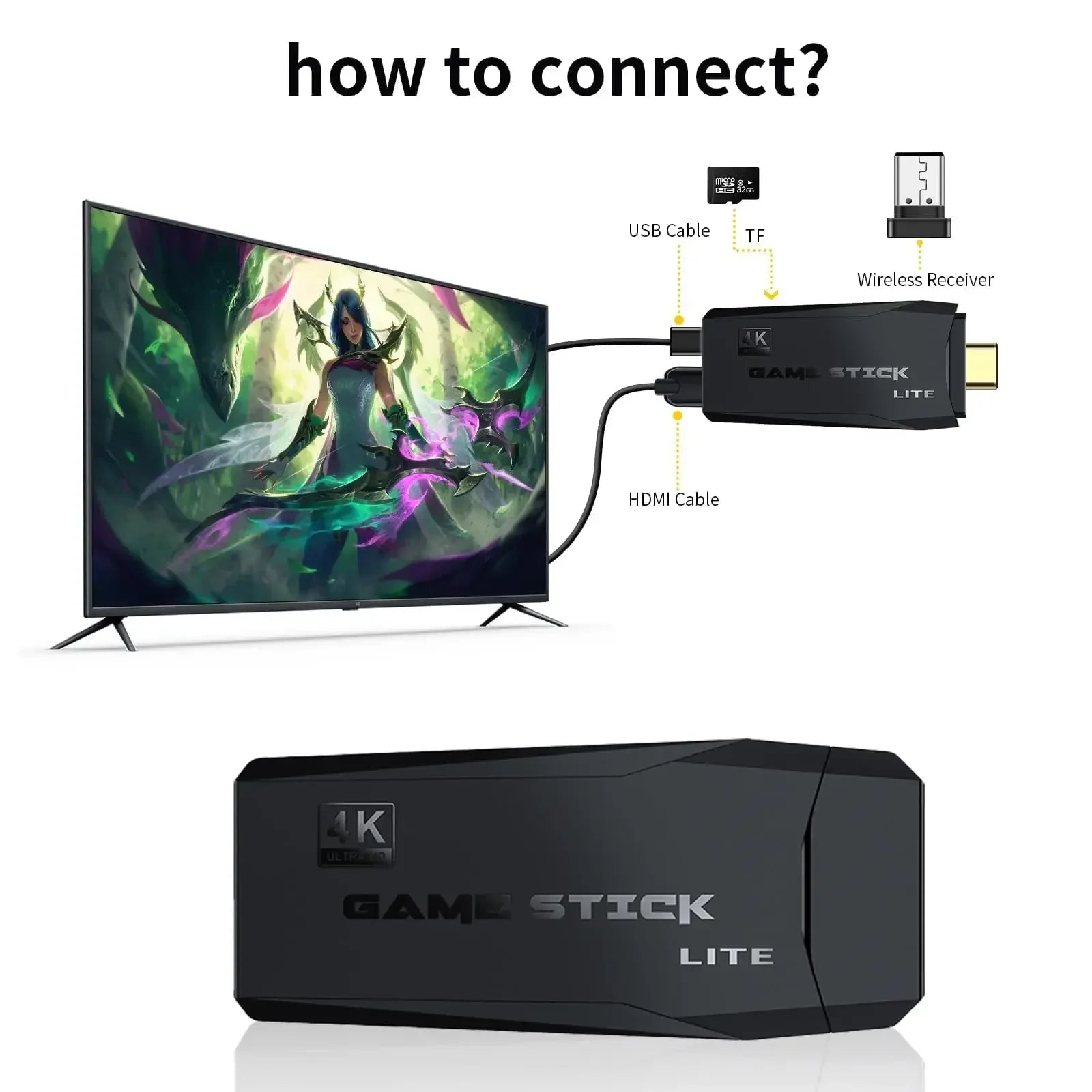 M8 Retro Video Game Console 2.4G Dual Wireless Controller TV Game Stick HD 64G 20000 Games for Play Family Game Gifts