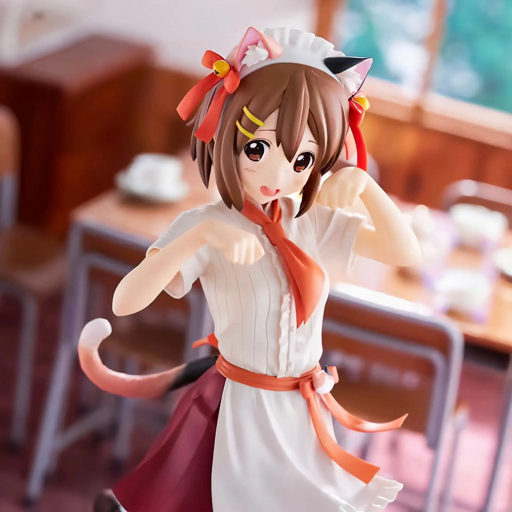 20cm K-ON Hirasawa Yui Nakano Azusa Cat Lap Milk Standing Anime Handmade Action Figures Desktop Case Decoration Ornament Gift