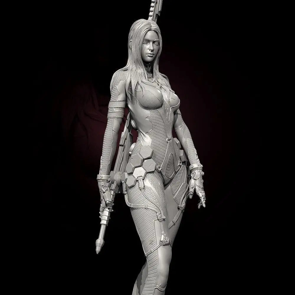 50mm 75mm 85mm Lady Swordsman Resin White Model 3D Printed DIY Self-assembly Unassembled and Uncolored Figurines Miniatures