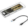 M.2 NGFF SATA Type C USB 3.1 Transparent External SSD Case 10Gbps Hard Disk Case SSD Enclosure for 2230/2242/2260/2280