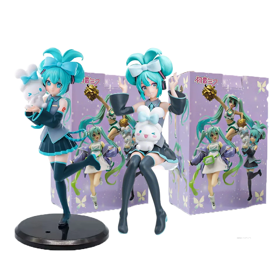 20CM Anime Hatsune Miku X Cinnamoroll Figure Anime Peripheral Collectible Models Decorative Decorations Children Kawaii Gift