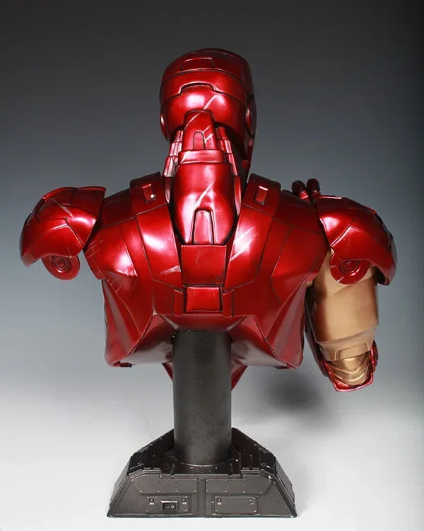 Superhero 41cm Ironman Iron man MK6 Mark 6 Head bust Portrait With LED Light GK Figure statue Collectible Model home decoration
